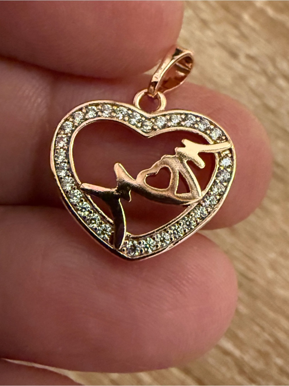 Rose Gold Heart with Dolphin Accent Pendant - Women's Jewelry